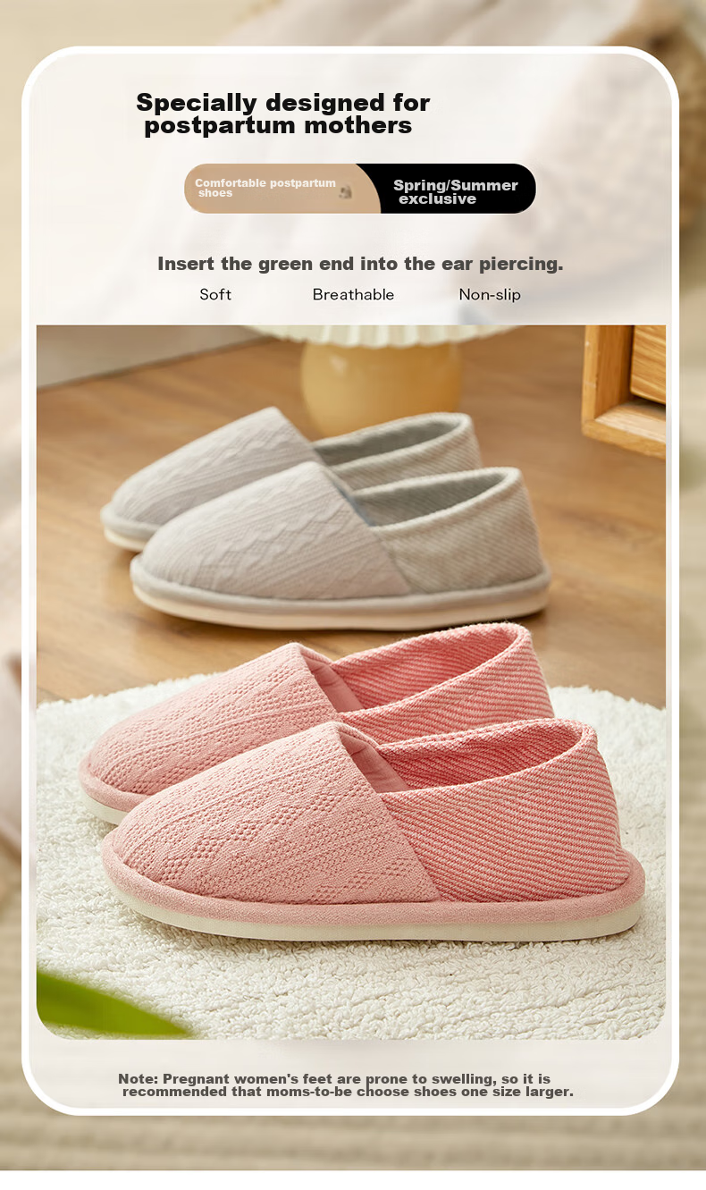 GUOLUOFEI Postpartum Shoes, Maternity Heel Covers, Spring And Summer Confinement Shoes for Women, Summer Cotton Slippers for Pregnant Women, Pink, Size 36-37 1