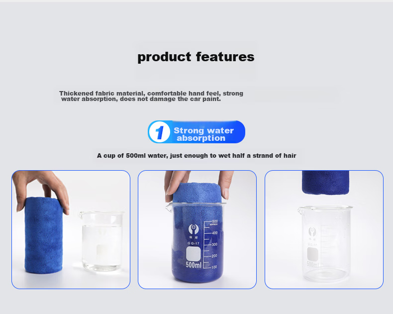 Good Weather Thick Cleaning Cloth for Car Washing, Property Maintenance, Kitchen Use, Lint-Free Towel, Two Pieces, 35*75cm, Blue 5