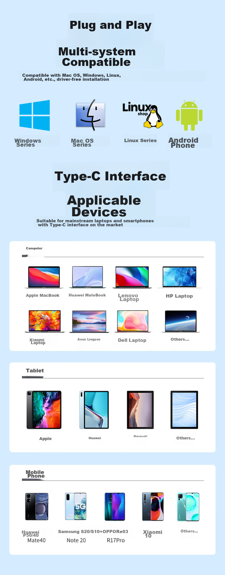 DM Daimai Type-C Six-In Expansion Dock, USB-C to HDMI Adapter, Apple Huawei Computer IPad Converter, 4K Screen Mirroring Expansion Card Reader, CHB059 10