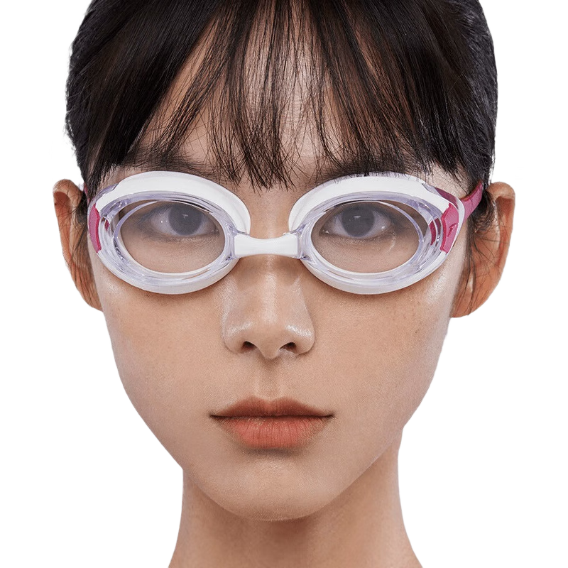 Speedo High-Definition Waterproof Anti-Fog Swimming Training Goggles for Men And Women, White/purple