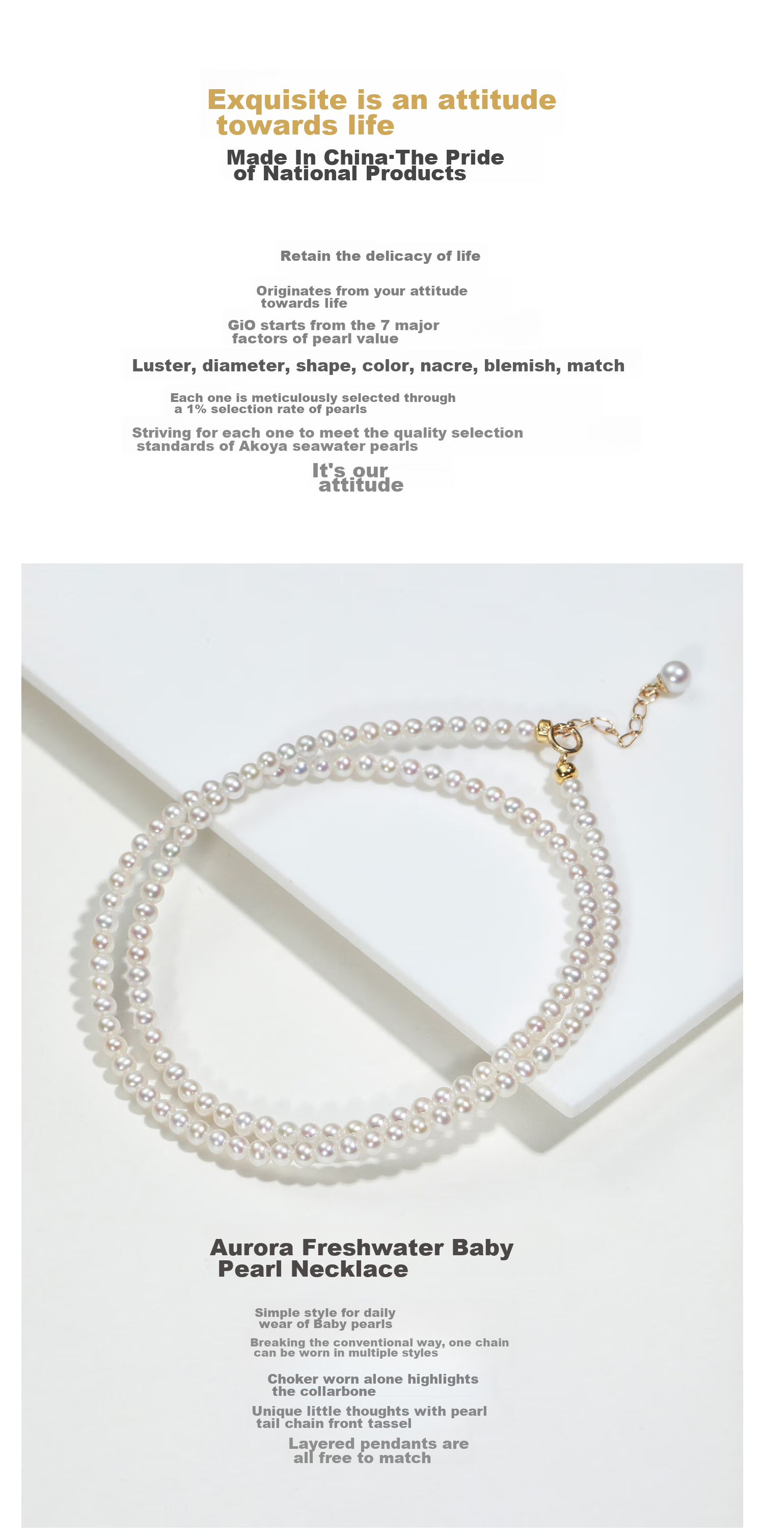 GiO Jewelry Freshwater Pearl Necklace, Youthful Style Collarbone Chain, Gift for Girlfriend, Wife, Mother's Day Present 4