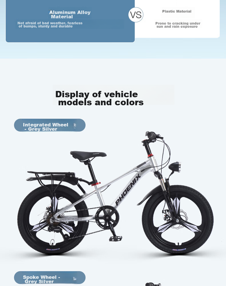 Phoenix Youth Children's Bicycle, 7-Speed Shimano Student Mountain Bike, Aluminum Frame Starry Sky, 22-Inch Pink Spoke Wheels 16