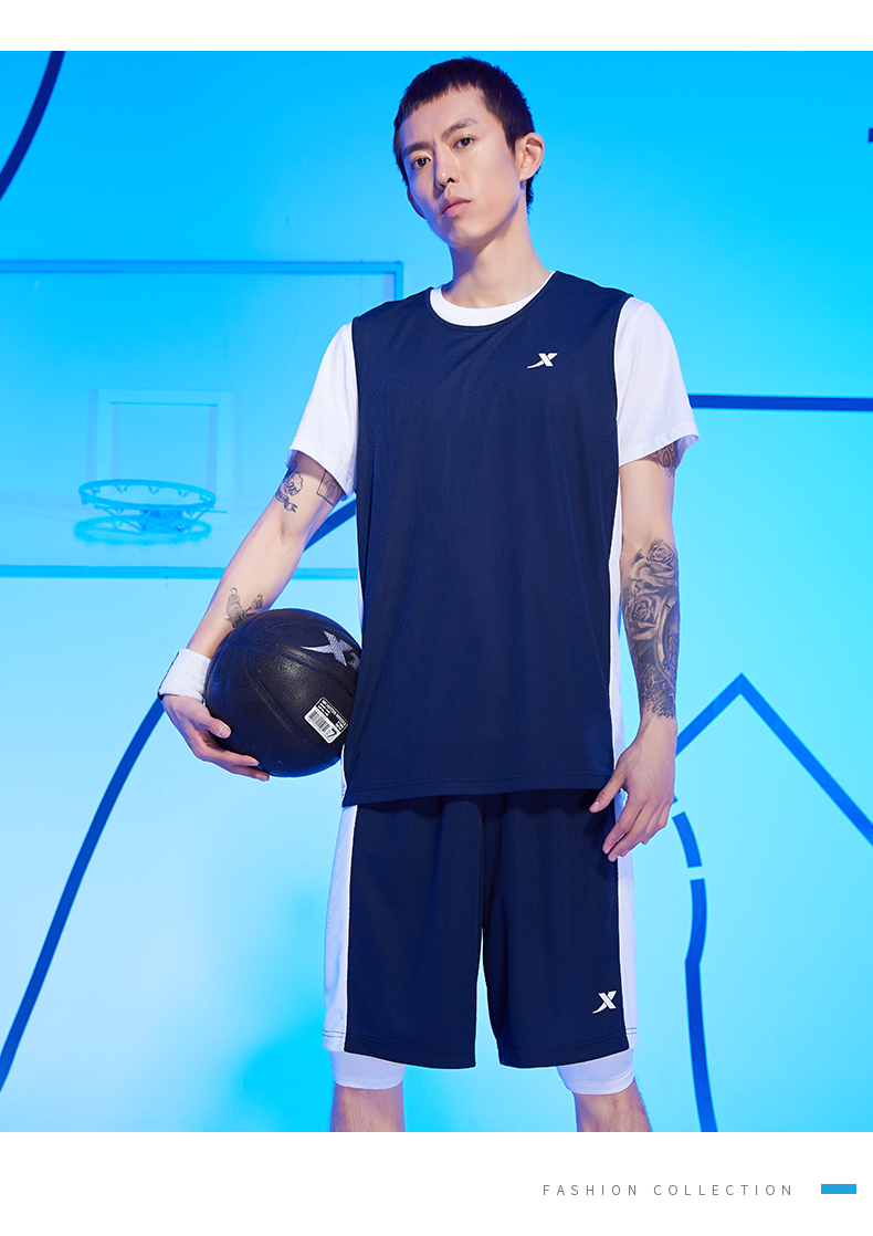 XTEP Professional Basketball Competition Uniform, Summer Quick-Dry Breathable T-Shirt And Shorts Set, Fitness Running Versatile Sportswear 10