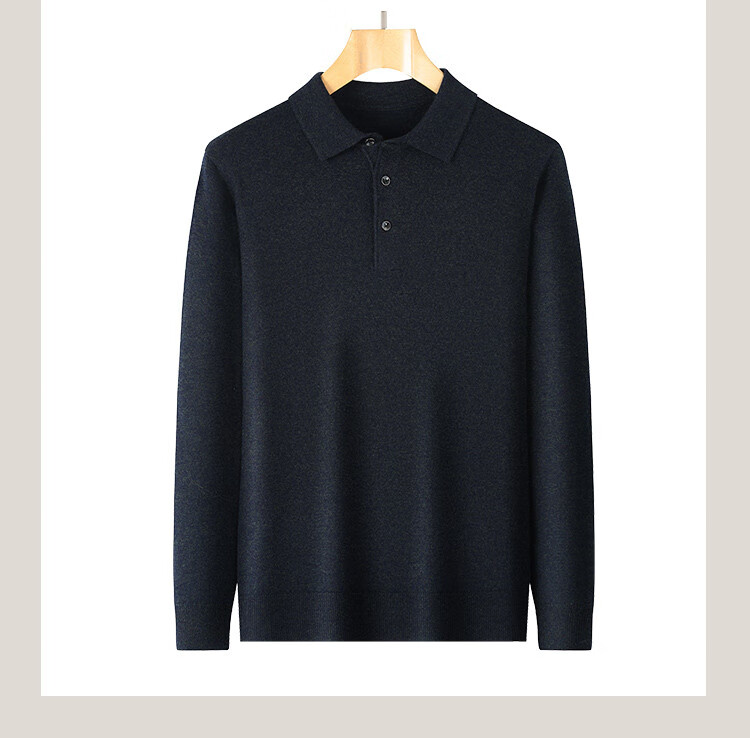 Antonio 600g Heavyweight Thickened 100% Wool Sweater Business Casual Men's Polo Shirt Autumn Winter Thick Knitwear 5