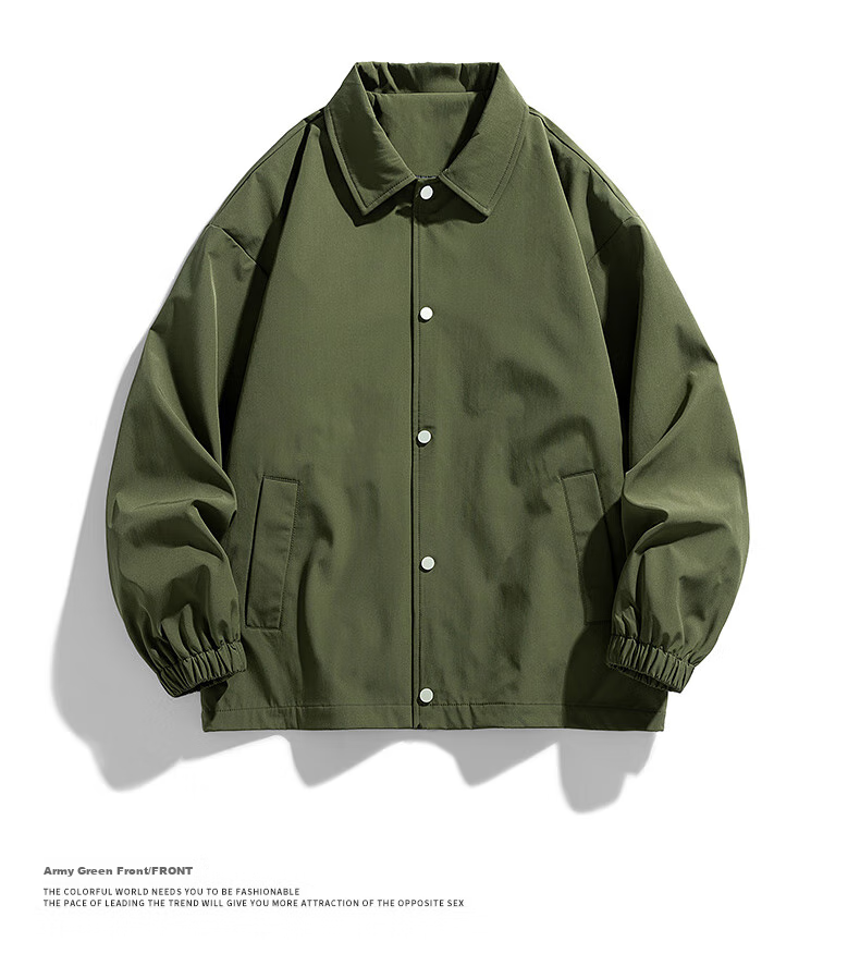 Dingfengbaoluo Lapel Jacket for Men, Spring Windproof Lightweight Coat, Loose Versatile Baseball Shirt Top DFM12 Black 2XL 13