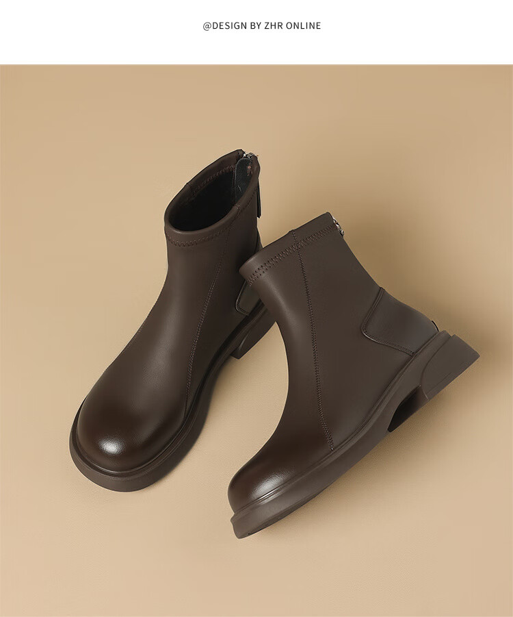ZHR Women's Boots for Winter Commuting, Comfortable And Convenient, Retro Color-Faded Zipper Ankle Boots for Women JF102A Black Size 36 12