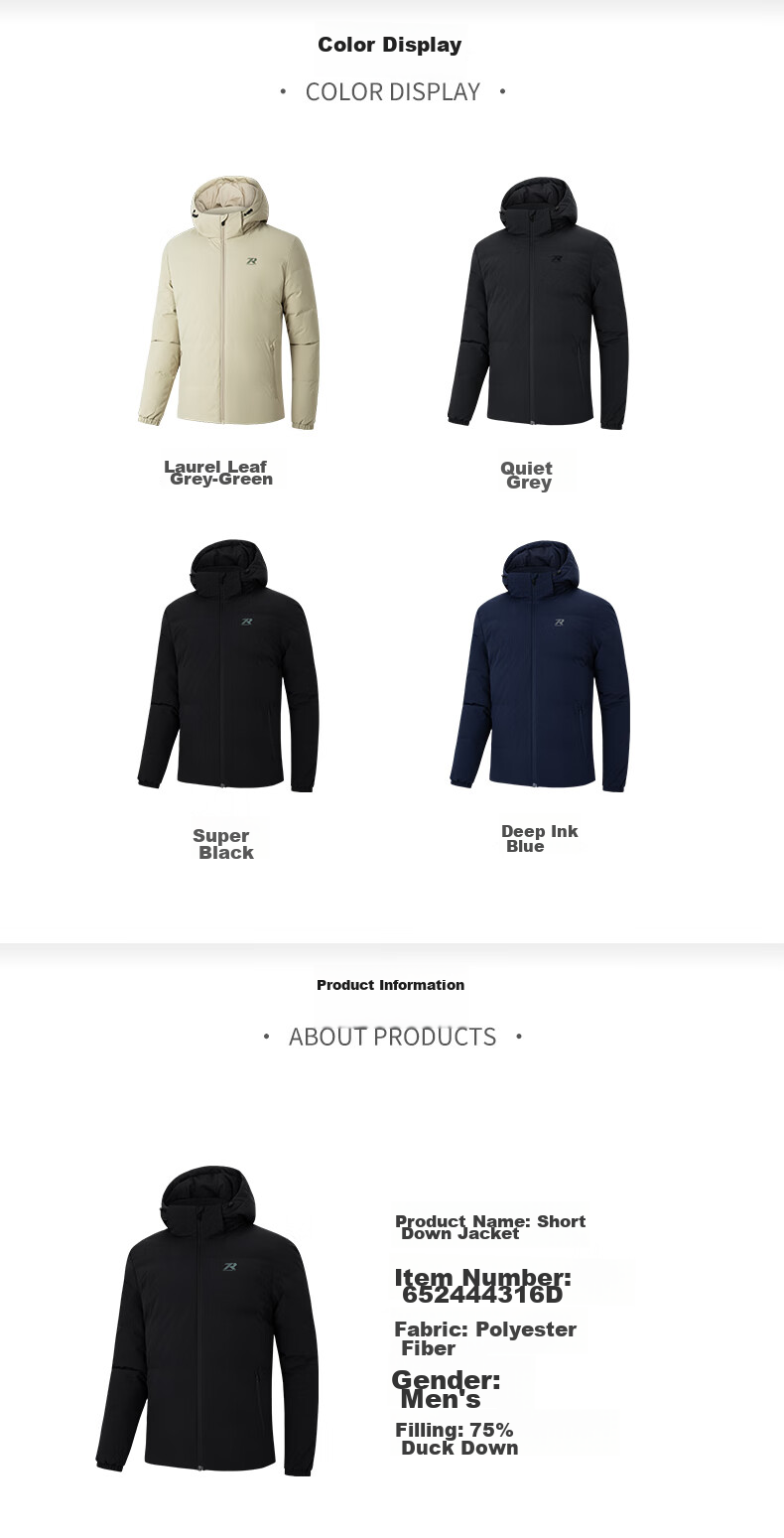 361° Men's Autumn Winter Three-Protection Water-Repellent Short Hooded Down Jacket 652544301D-3 30
