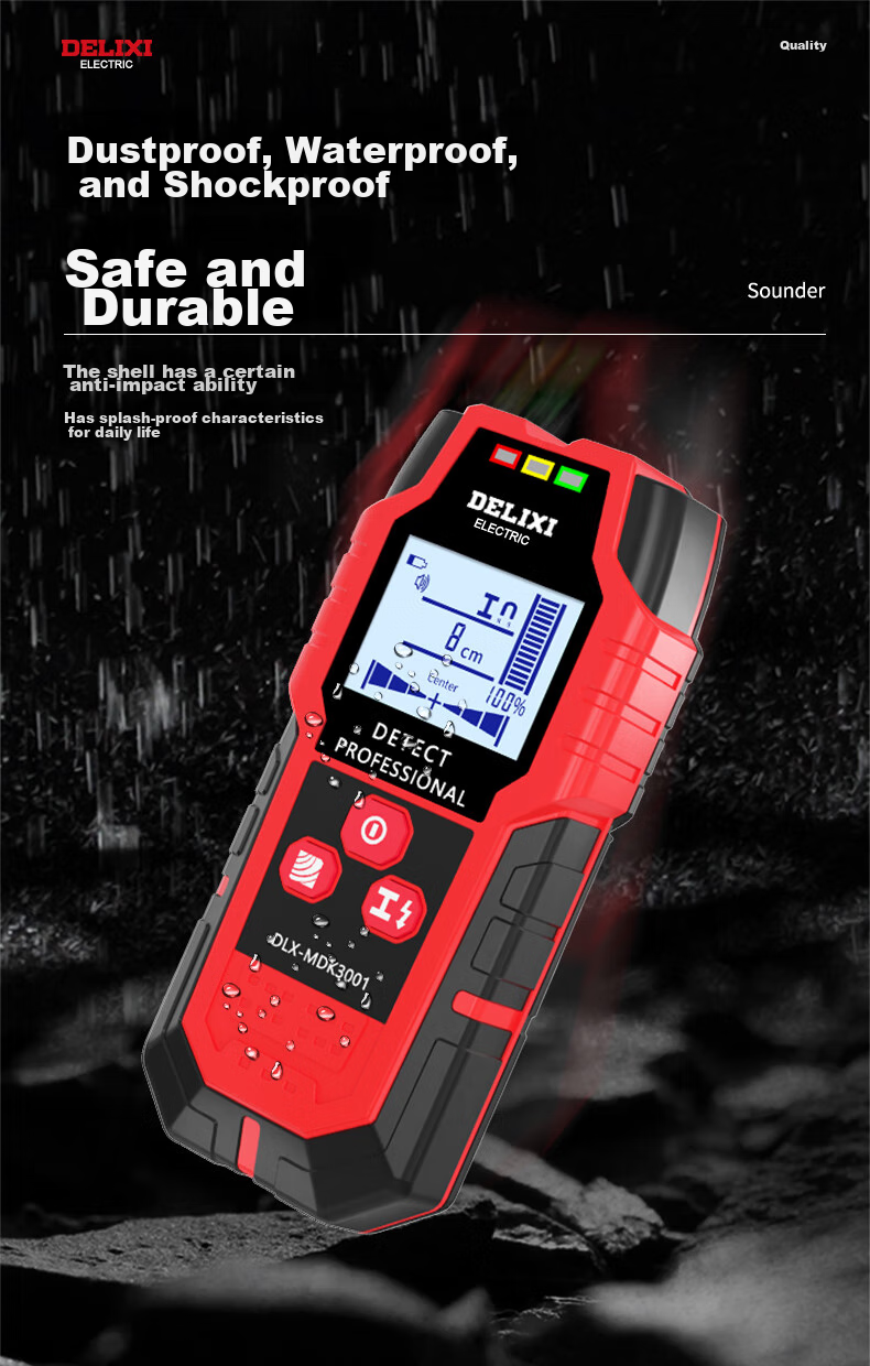 DELIXI ELECTRIC Multifunctional 4-in-1 Wall Detector Metal Circuit Wire Handheld Scanner Rebar Laser 8