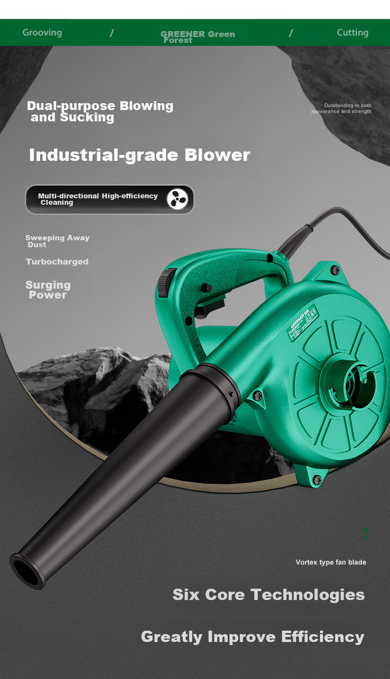 GREENER 600w Blower Fan for Dust Removal, High-Power Dual-Use Blowing And Suction Fan [220V Fixed Speed Model] 1