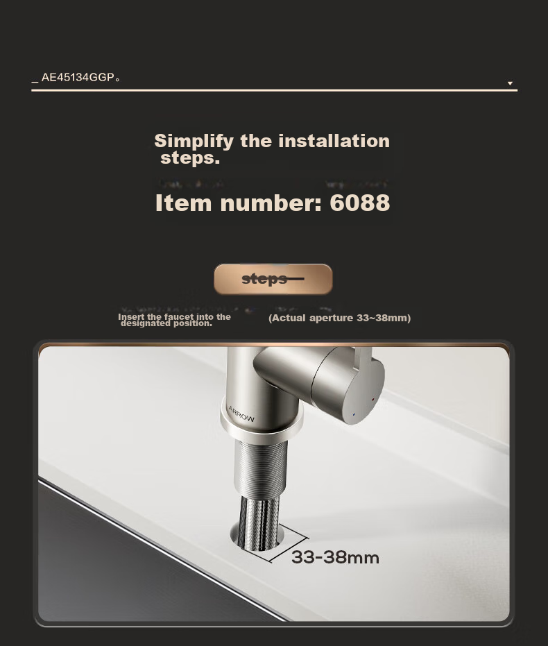 ARROW Space Gray Kitchen Faucet, Hot And Cold Pull-Out Faucet, Kitchen Tap AE45134MGGP 18