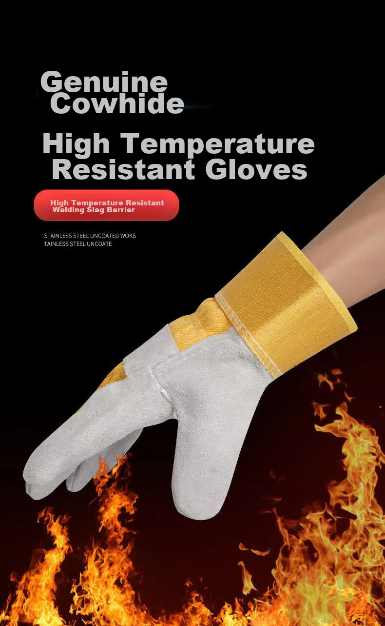 Andatong Welding Gloves, Heat-Resistant Welding Gloves, Wear-Resistant Thickened Cowhide Gloves, Protective Work Gloves 1