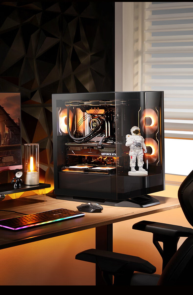 COUGAR FV270 Black Gaming PC Case, Supports 360mm Water Cooling, Rotating Tray/ATX Motherboard/Four-Sided Quick Release/270° Panoramic View 10