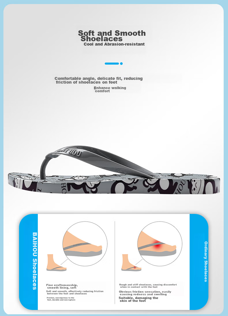 BAIHOU Flip-Flops for Men And Women, Outdoor Wear Cartoon Print Couple Non-Slip Thong Sandals R-16 Gray 34-35 13