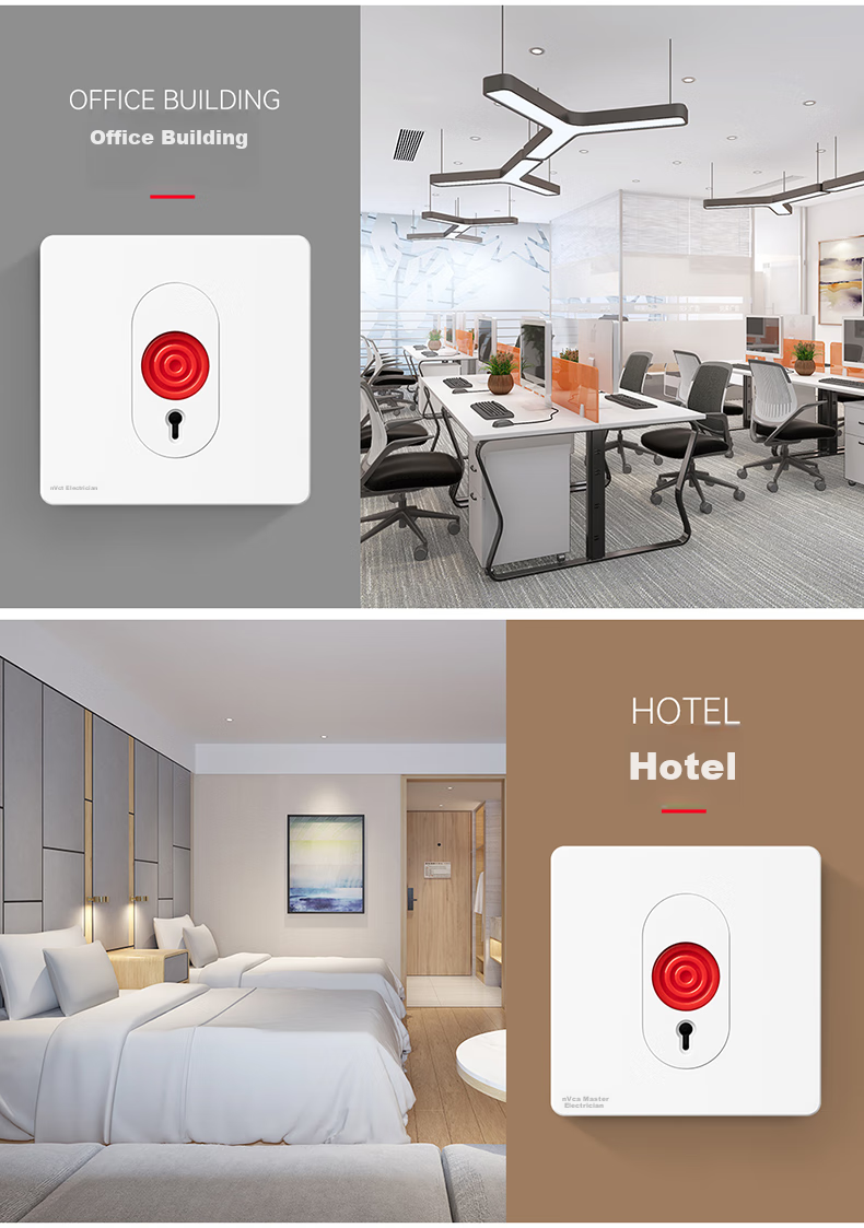 NVCleishidiangong Switch Panel, Emergency Call Alarm Switch, Anti-Theft Alarm Panel, Glazed White 6