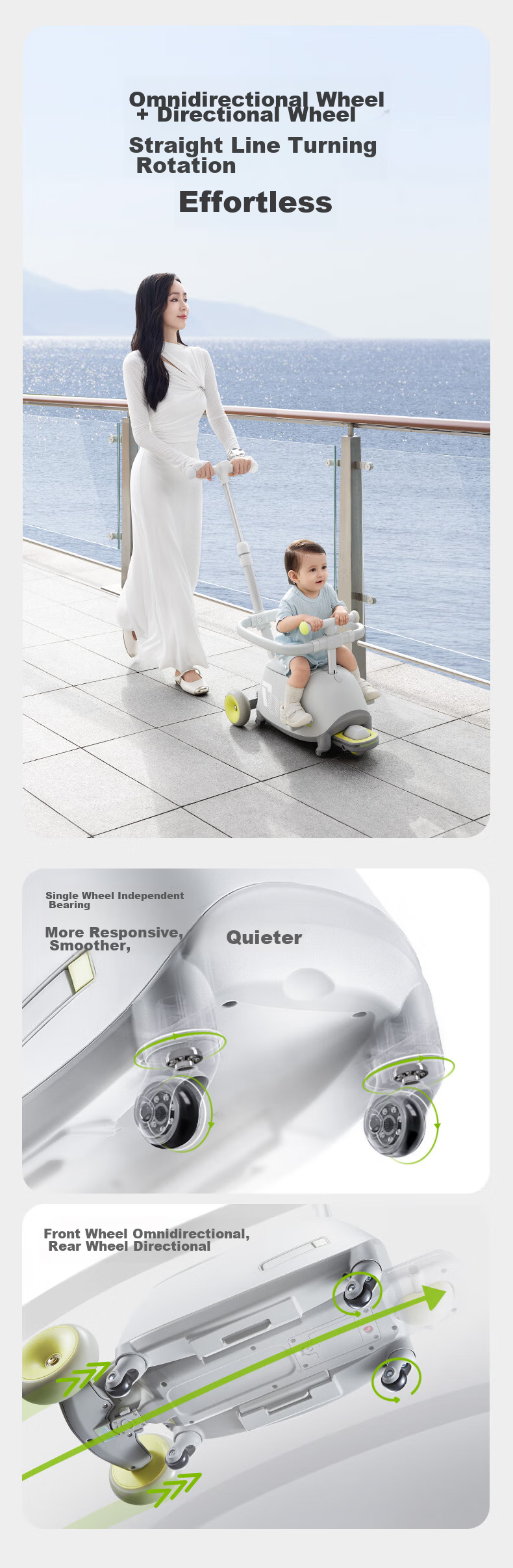 Babycare Children's Twin Scooter for Ages 1-3 Multifunctional Stroller Toy with Seat, Birthday Gift - Star Dust Gray 13