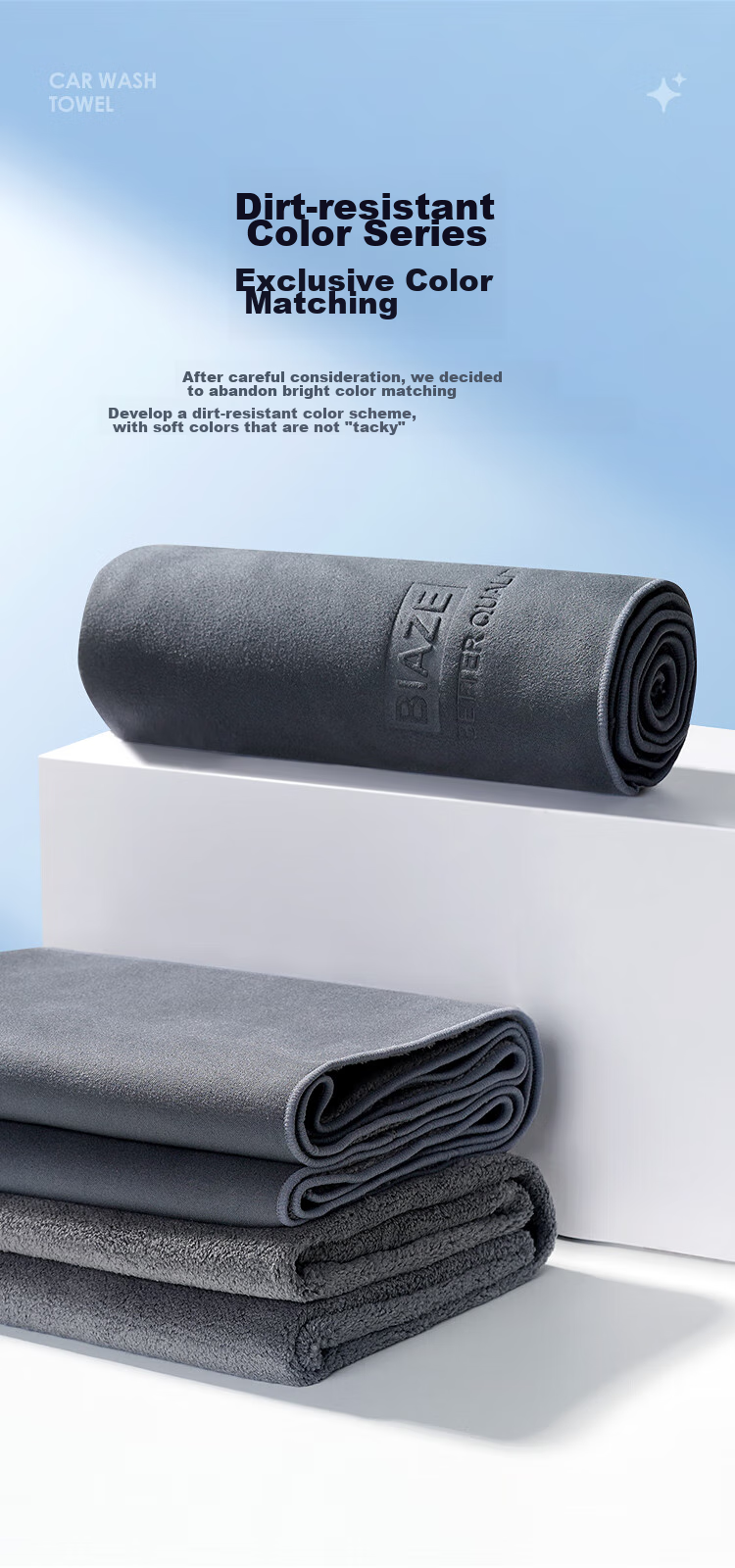 BIAZE Car Wash Towel, Specialized Car Cleaning Cloth, Vehicle Towel, Suede Absorbent Stain-Free Wiping Cloth, Extended Length, Single Pack 10
