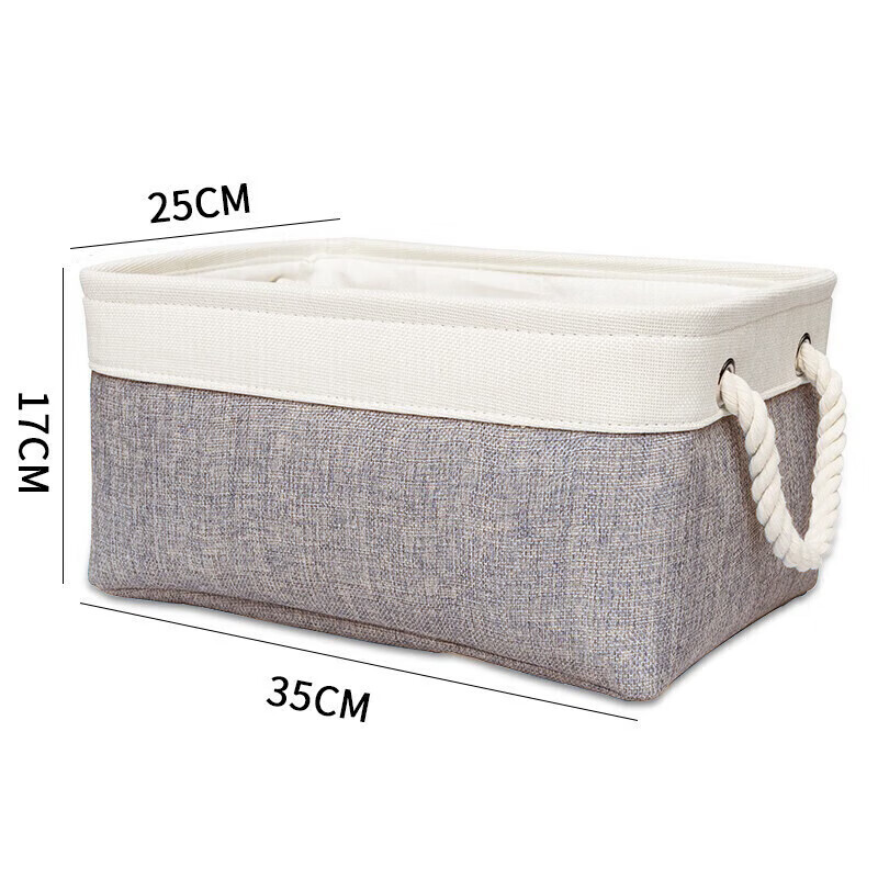 EEKIKS Storage Basket Laundry Hamper, Cotton Linen Blue Medium Size 10