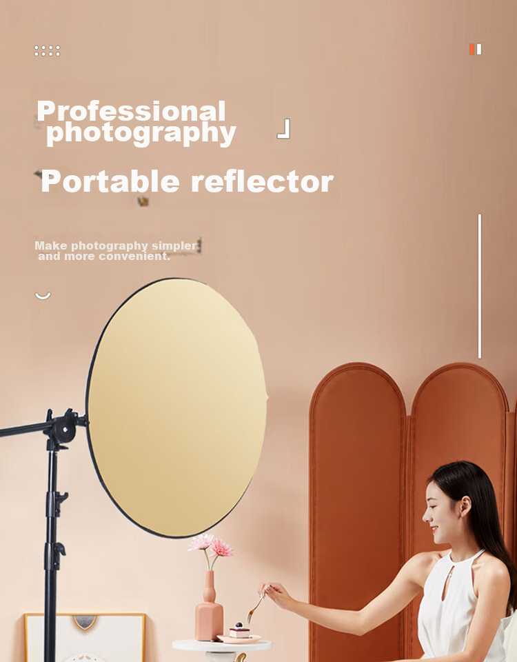 Beiyang 80cm Five-In Reflector Photography Studio Foldable Fill Light Board Portable Outdoor Photo Softbox Gold Silver Black White Equipment Light-Blocking Diffusion Board Shooting Prop 1