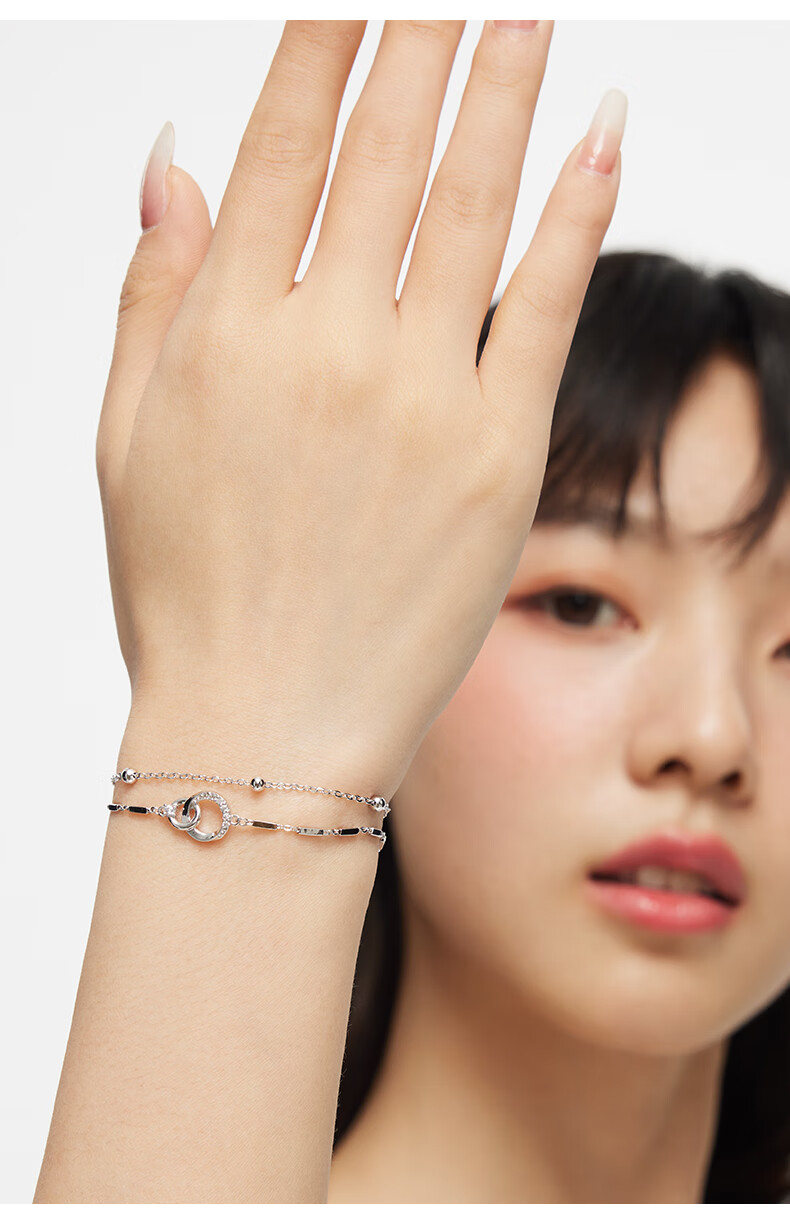 Kadiluo Geometric Double-Ring 925 Silver Bracelet, Women's Jewelry, Luxurious And Elegant Birthday Gift for Girlfriend 4