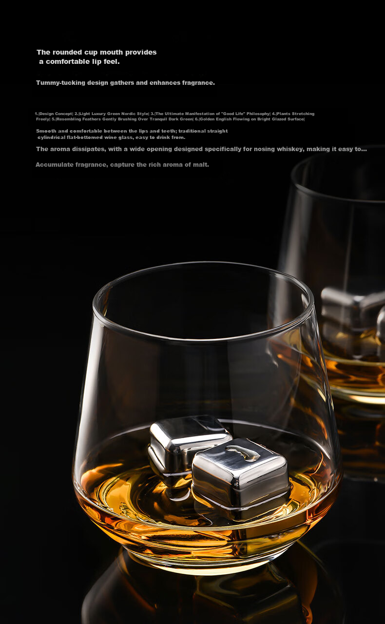 CLITON Crystal Glass Whiskey Tumblers, Liquor Glasses, Wine Glasses, Water Glasses Set of 6 CL-JB06 5