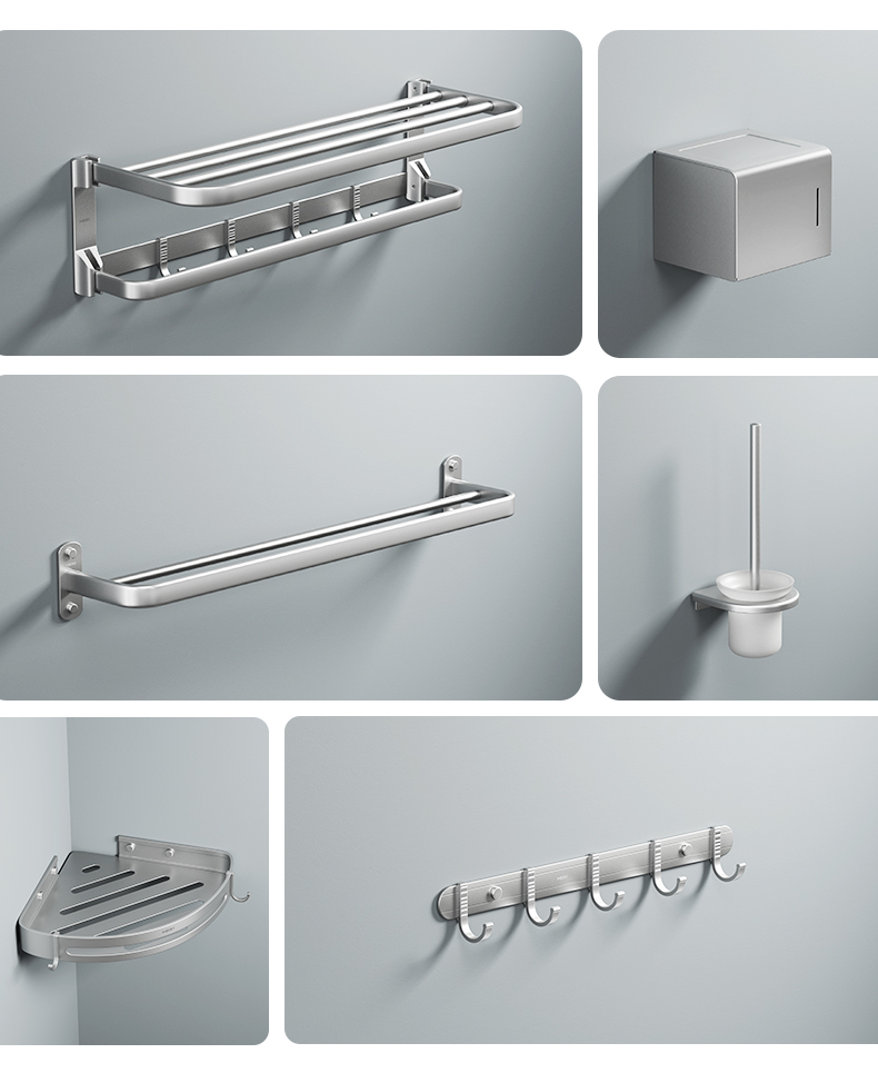 HEGII Towel Rack, Bathroom Storage Shelf, Space Aluminum, No Drilling Required, Double-Rod Hook Towel Rack HMP921-02 15