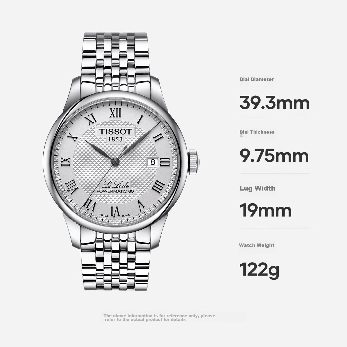 TISSOT Watch, Le Locle Series Men's Watch, Swiss Automatic Mechanical Men's Steel Strap Business Watch, Birthday Gift
