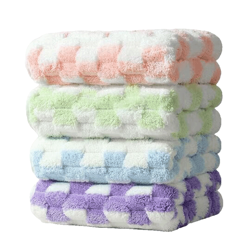 Grace Towels, Set of 4, Grade A Cloud Pattern, Soft, for Home Use, Face Washing, for Men And Women, Hair Washing, Bathing, Thickened Face Towel, Random Colors