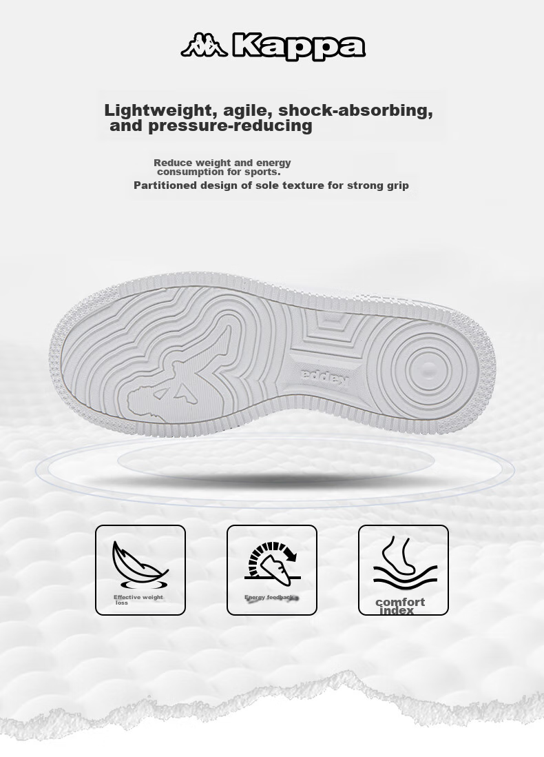 Kappa Official Student Sports Shoes for Women, Small Platform Sneakers, Breathable Versatile White Shoes for Autumn, Cool Gray, Size 40 9