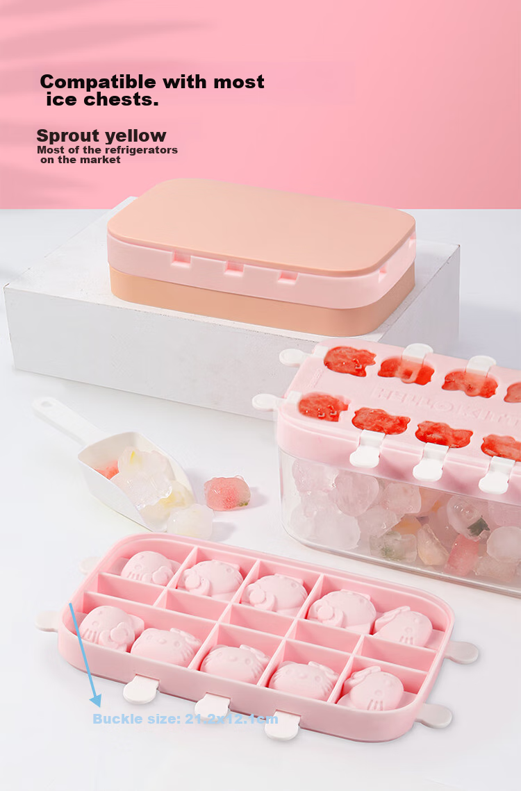 Xuechu Ice Cube Mold, Silicone Ice Tray, Homemade Ice Cream Mold with Lid, Baby Home Use Popsicle Mold for Jelly And Fruit Candy 7
