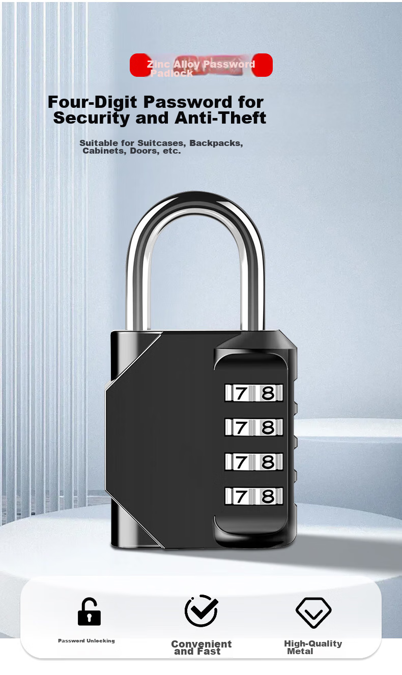 Lehuolvxing Four-Digit Combination Padlock, Luggage Lock, Dormitory Door Lock, Gym Locker Lock, Small Padlock, Small Anti-Theft Lock 3