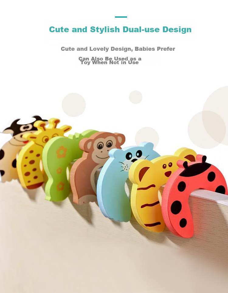 9I9 Baby Door Stopper, Safety Door Wedge, Anti-Collision, 7-Pack Cartoon Children's Protective Gear, A456 7