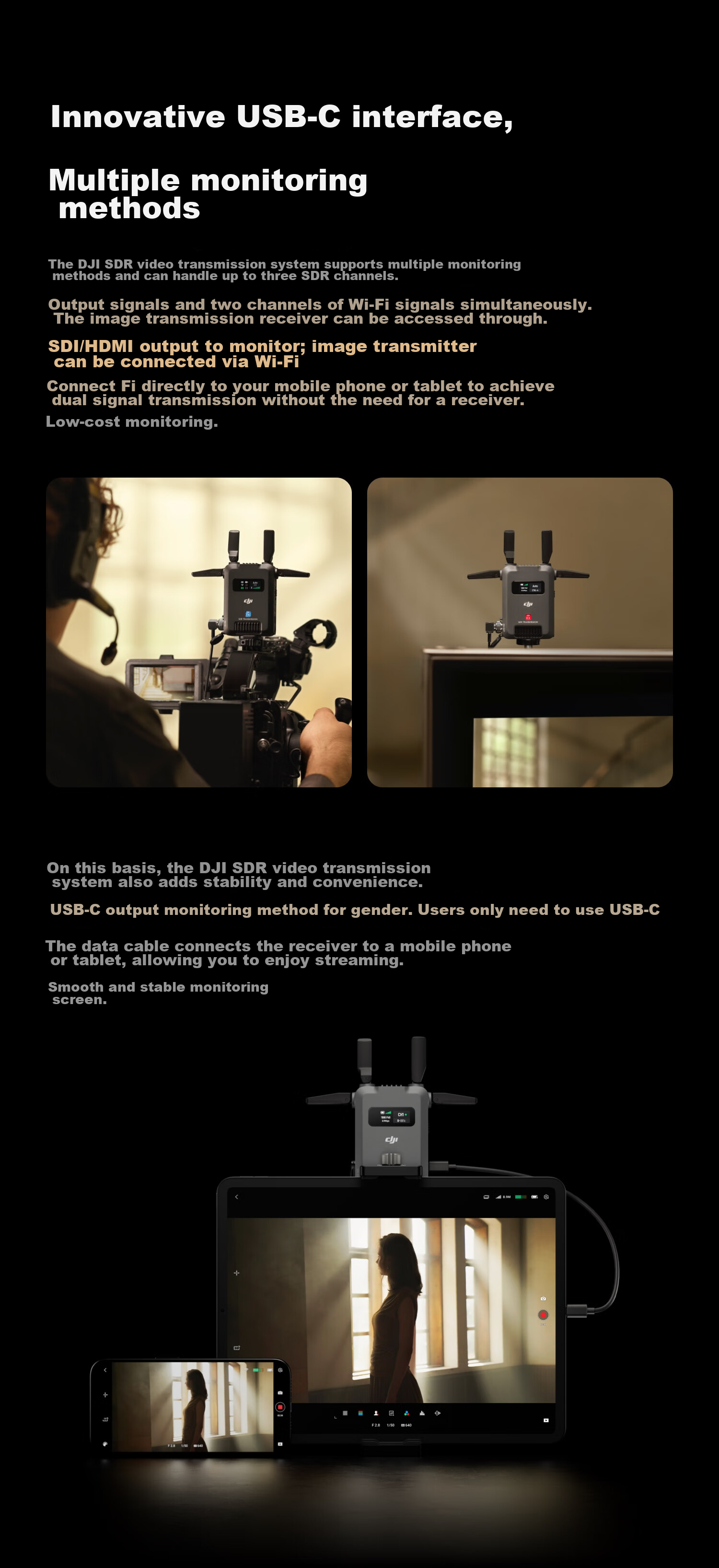 DJI SDR Pocket-Size HDMI+SDI Interface, 20M High Bit Rate, 3KM Long-Distance Transmission, SDR+WIFI Dual-Channel Camera Live Streaming Wireless Transmissio 6