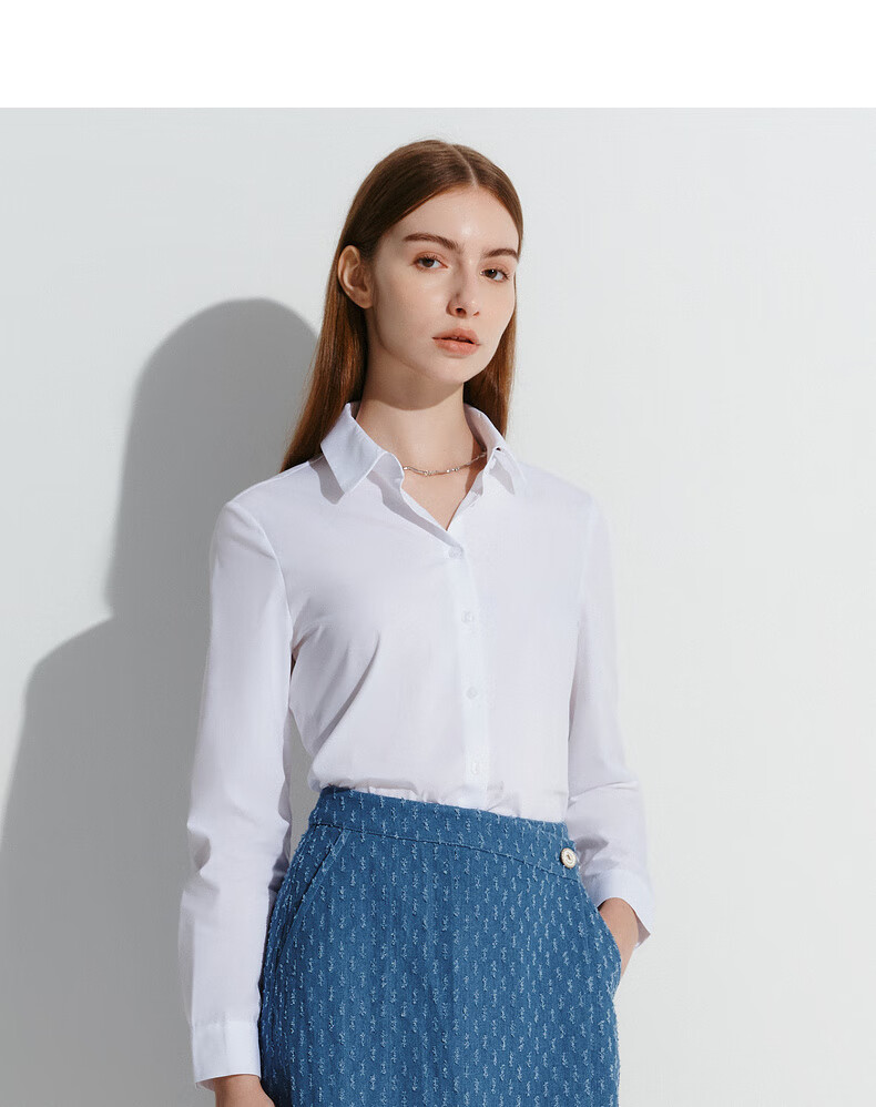 G2000 Women's Cotton Blend Long Sleeve Shirt, Comfortable and Skin-Friendly, Suitable for All Seasons, Mall Style, Commuter Wear 3