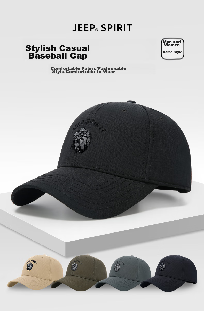 JEEP Baseball Cap for Men, Fashionable All-Season Style, Unisex Duck Tongue Hat with Embroidered Design A0033 3