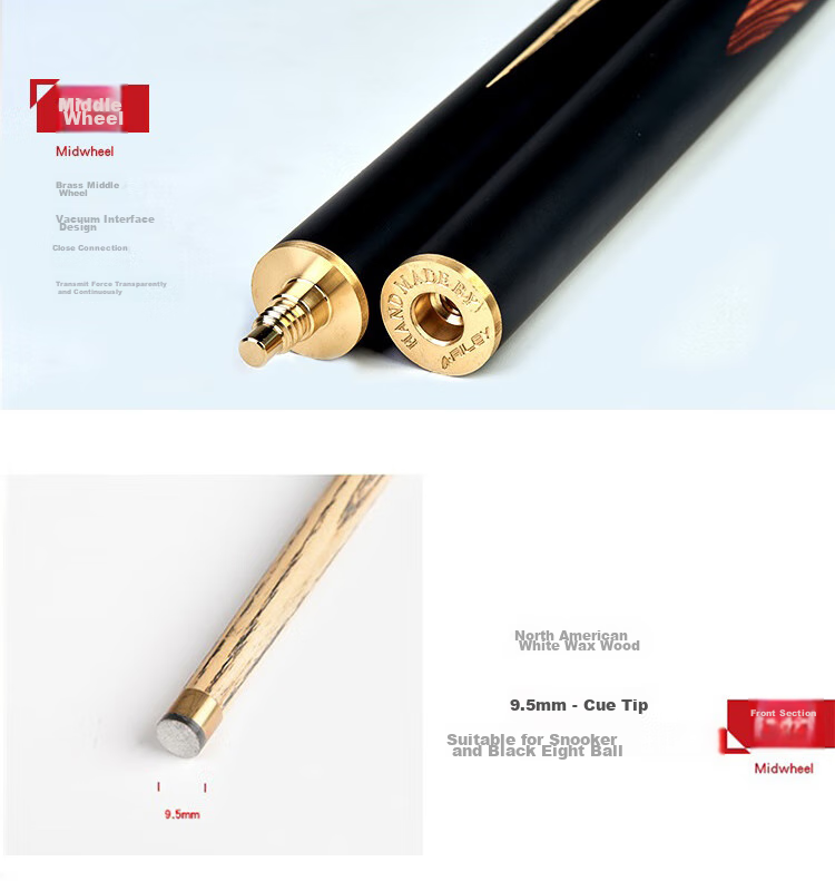RILEY RES-100 Pool Cue, Snooker Black Eight Small Tip, Chinese Black Eight Billiards Cue, Medium Tip, Billiard Cue, 16 Colors, 9.5m 4