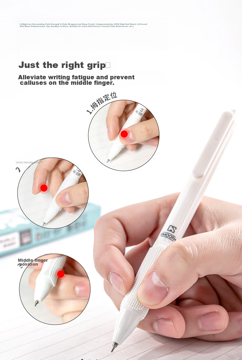 CHENQI STATIONERY Smooth Writing Gel Pen, 0.5mm CS Tip, Retractable Pen, Office Supplies, Black, 12 Pens/box JG-37 3