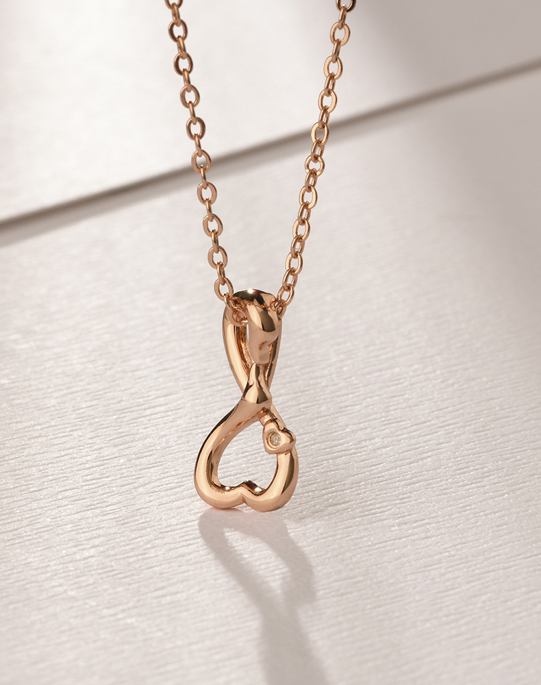 卡蒂罗项链女18k锻压金钻石镀玫瑰金色锁骨链礼物送女朋友