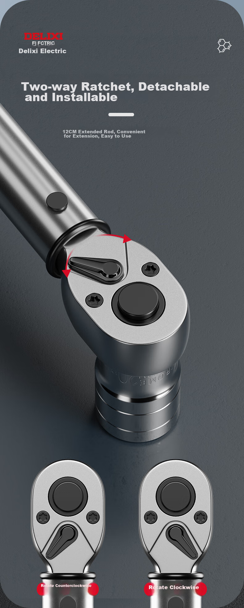 DELIXI Torque Wrench, High-Precision Torque Wrench, Kilogram Plate, Adjustable Spark Plug Wrench, Automotive Repair Wrench 6