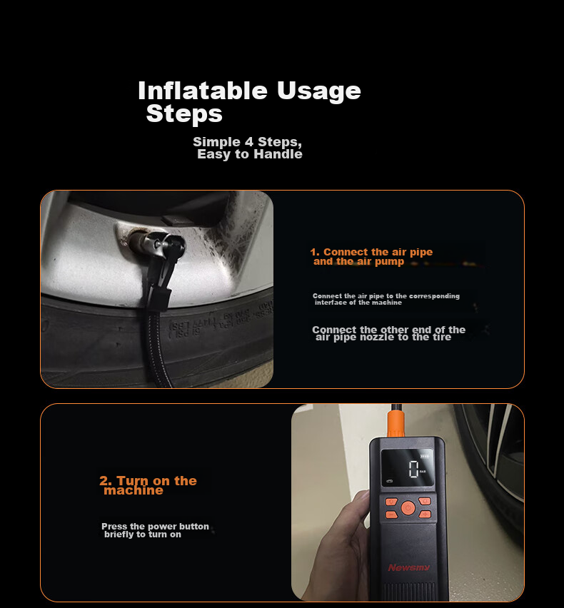 Newsmy Inflatable Pump, Car Tire Air Pump, Wireless Car Air Pump, Bicycle And Electric Bike Pressure Gauge C10 27
