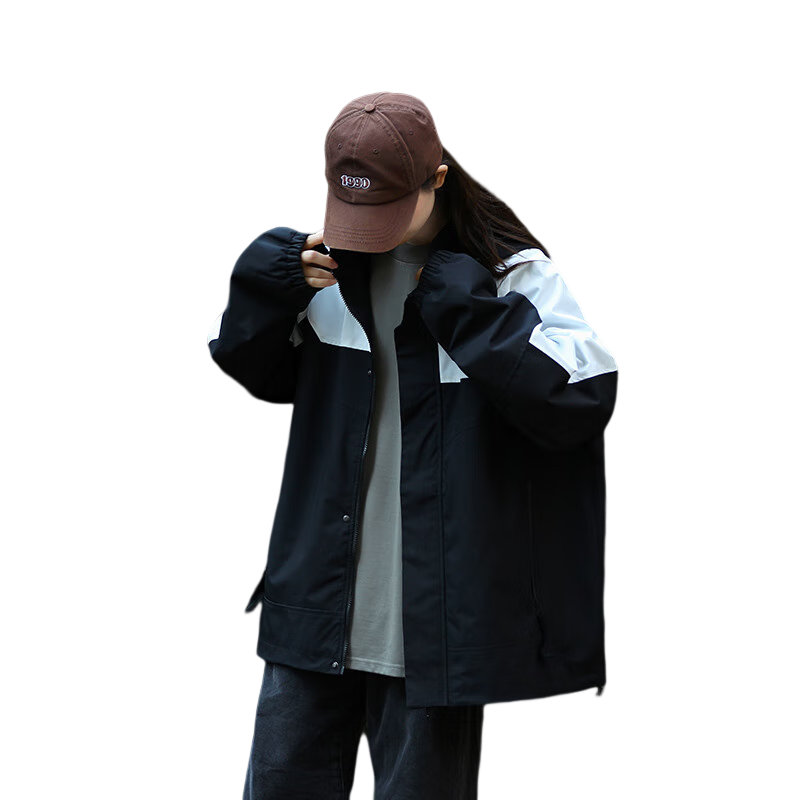 Jeanswest Denim Jacket for Men, 2026 Autumn Korean Style Trendy Loose Versatile Casual Denim Workwear, Black And Gray, Size L