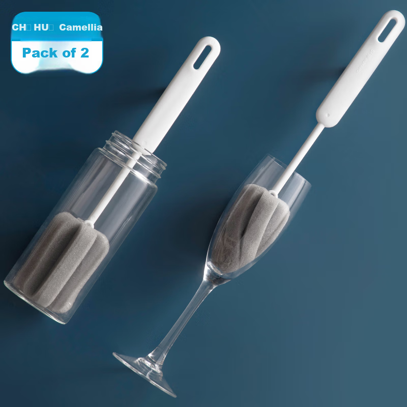 CHAHUA Cup Brush, Bottle Brush, 2-Pack Long Handle Brush, Cup Cleaning Tool, Sponge Brush, Water Bottle Cleaning Brush
