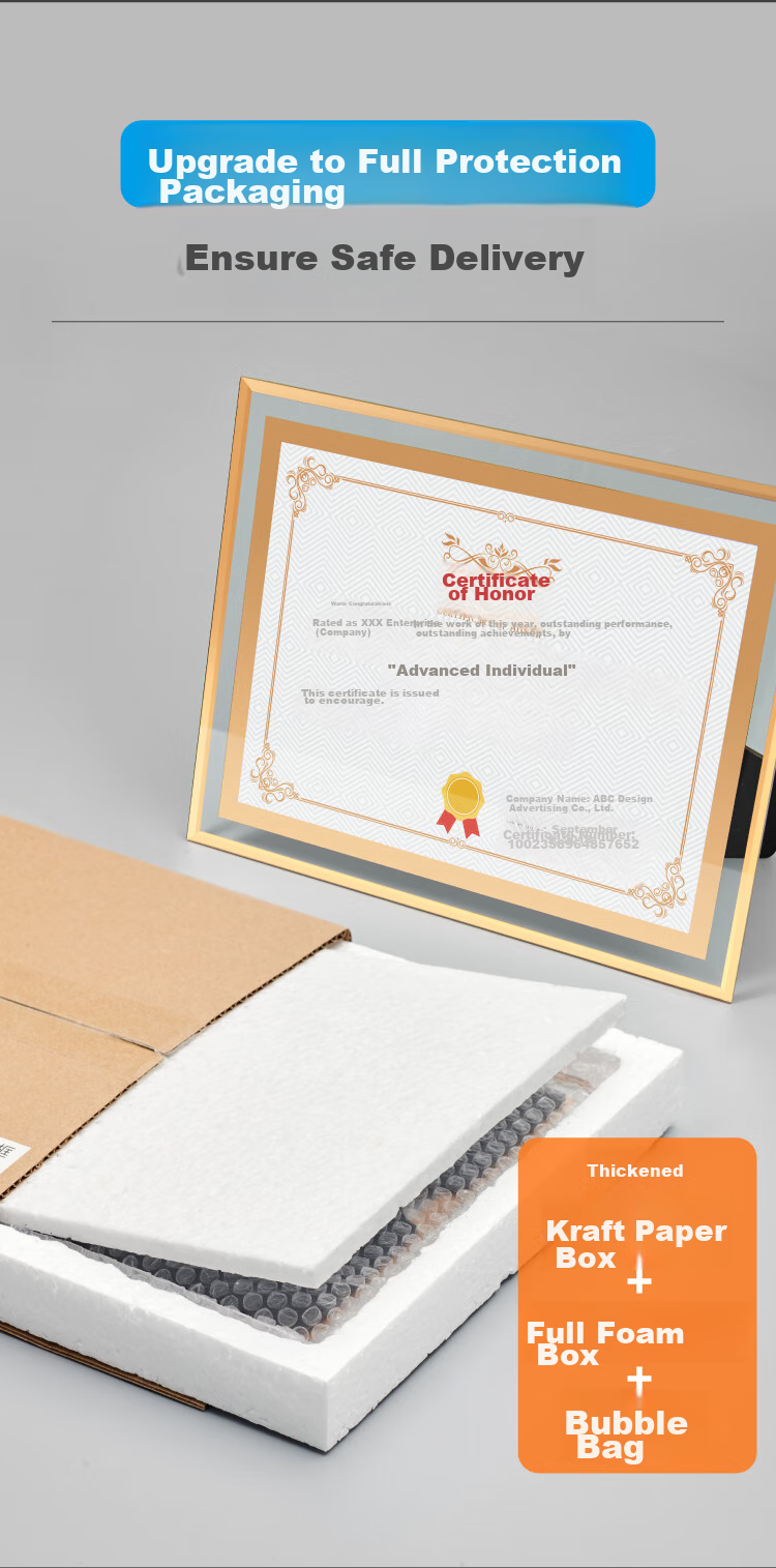 DSB (Dishibi) A4 Crystal Certificate Frame, Award Display Frame, Photo Frame, Glass Display Stand, Honor Certificate Display Frame, Business License Original Frame, Silver Floral Style, 4S12 2