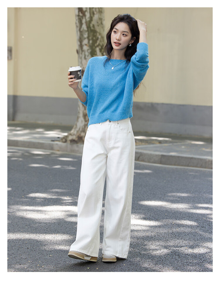 Dme [Blue Coastline] Brightening Basic Loose Pullover, Lazy Lightweight Spring And Autumn Knit Sweater for Wome 8