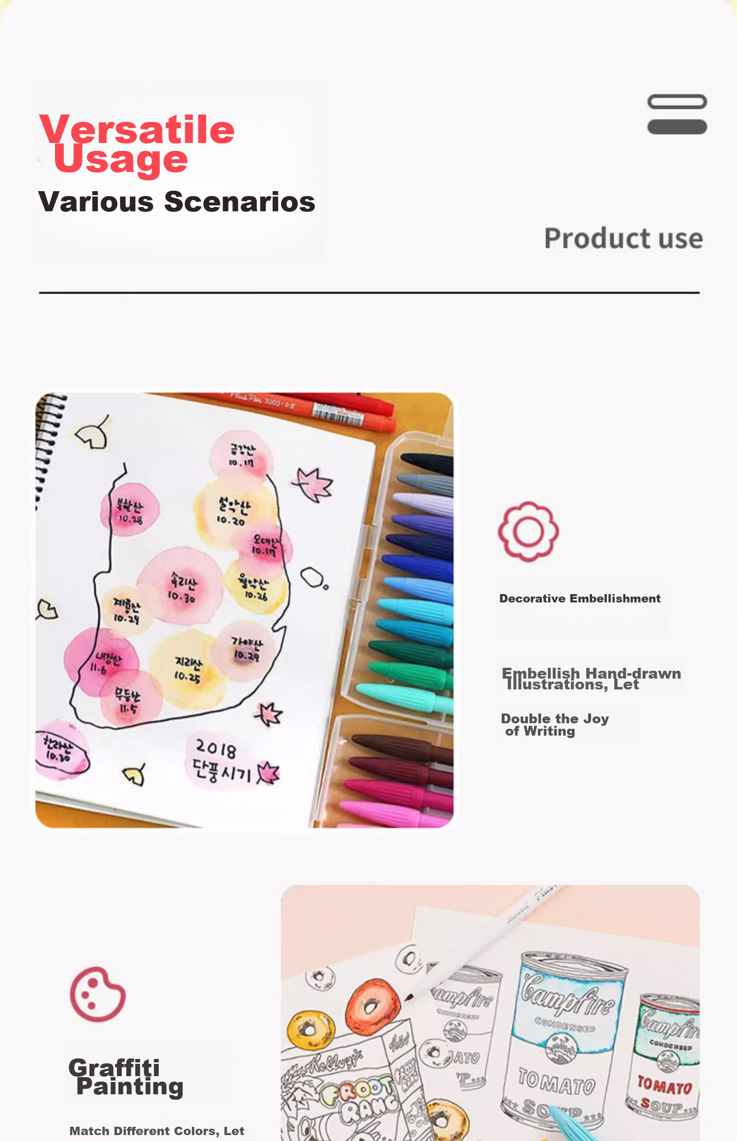 Monami New P3000 Fiber Pen, Water-Based Pen, Colorful Gel Pen, Watercolor Pen, Outlining Pen, Journal Pen, 6-Color Set - Garden Series 04009Z06-G Watercolor Pe 12