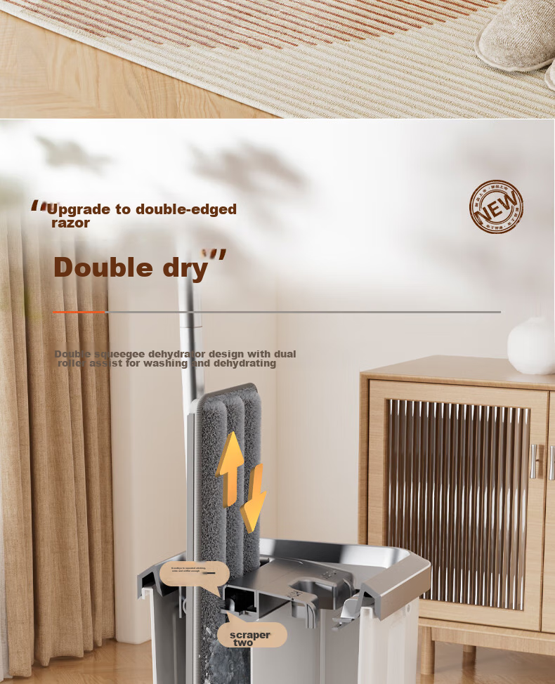 Dongfangliangjie Mop, All-In Household No-Hand Washing, Extra Large with Bucket, 50cm Scrubbing, Lazy Person's Mop, Flat Mop Cleaning Tool 3