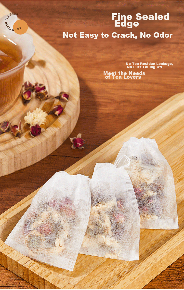 SHUANG YU Corn Fiber Tea Filter Bags, 100 Count Drawstring Tea Strainer Bags for Filtering Tea Residue And Herbs, Marinade Spice Bags 10