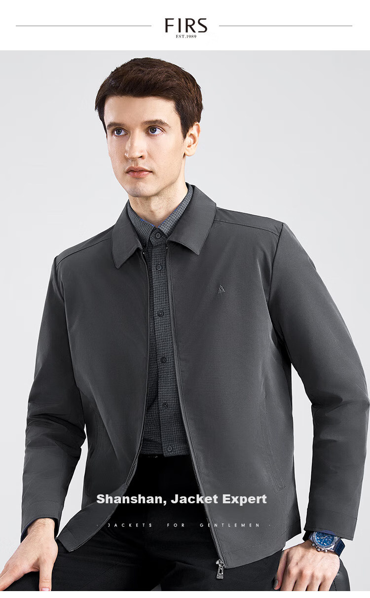 FIRS Executive Jacket for Men, Lapel Collar, Business Casual, Embroidered, Wear-Resistant, Windproof, Retro Cotton Feel, Cadre Clothing, Outerwear for Me 1
