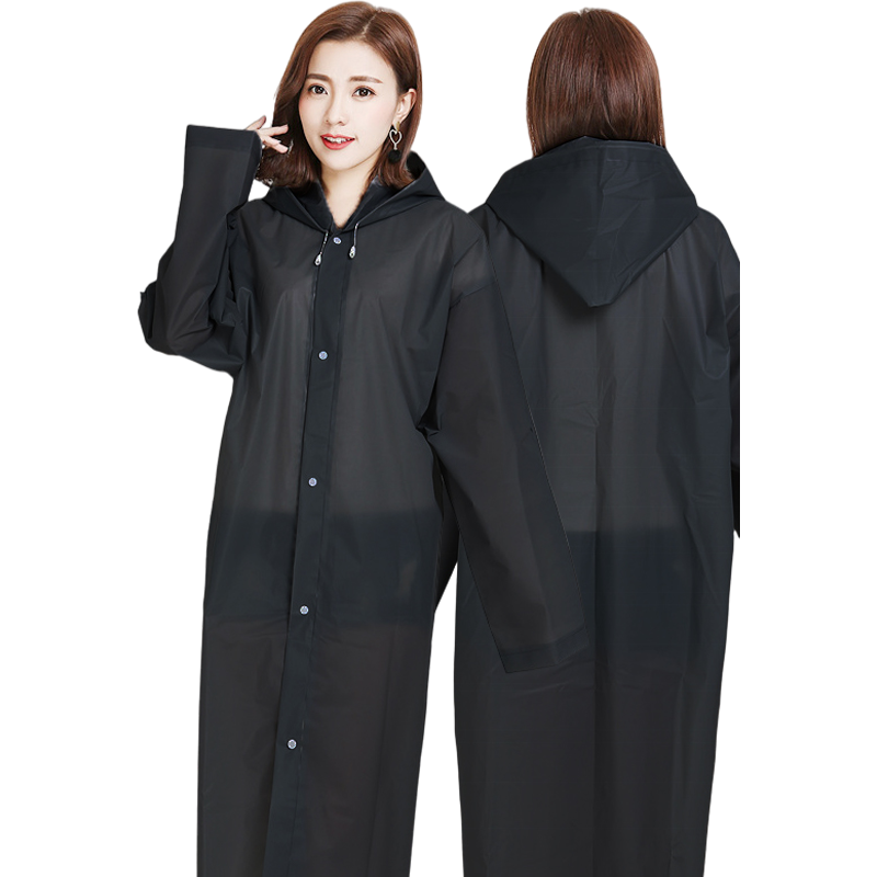 BWNK Disposable Raincoat, Adult Portable Long Raincoat Poncho, Long Hooded Raincoat for Men And Women, Black