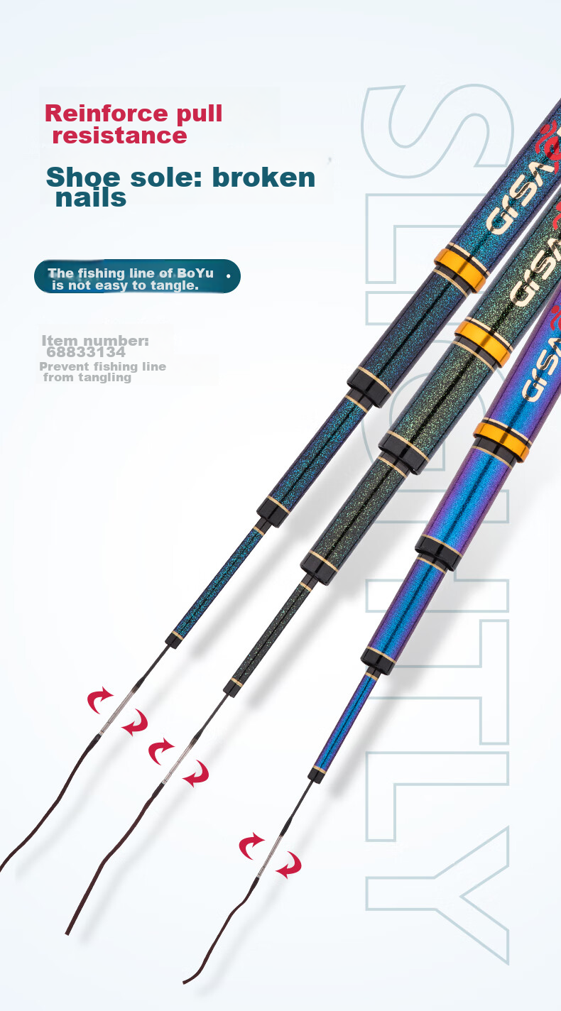Grsaed Longcheng Feijiang 4.5m 4H Fishing Rod, Handheld Rod, 28-Section Telescopic Rod, Carbon Fiber Ultra-Light Ultra-Hard Crucian Carp Rod Set 14