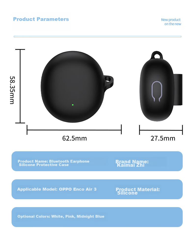 KMaxAI Compatible with OPPO Enco Air3 Earphone Case, Silicone Protective Cover with Hook, True Wireless Charging Case, Frosted Protective Simple Solid Color Soft Shell, White 10